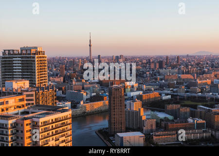 Japan, Honshu, Tokio, Toyosu Bereich Skyline Stockfoto