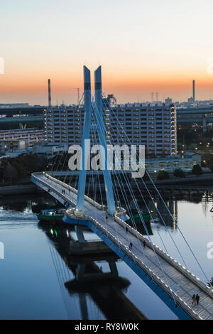 Japan, Honshu, Tokio, Toyosu, Shinonome, tatsuma Sakurabashi Brücke Stockfoto