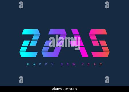 Frohe Weihnachten und guten Rutsch ins Neue Jahr 2019 Gruß-Karte. Moderne futuristischen Vorlage für 2019. Business Technology Konzept. Vector Illustration Stock Vektor