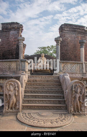 Asien, Sri Lanka, Polonnaruwa, Vatadage, kreisförmige Relikt Haus Stockfoto