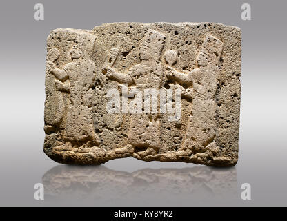 Bild-und-Bild der Hethiter monumentale Relief modellierten orthostat stone Panel von einer Prozession Kalkstein, Karkamıs, (Kargamıs), Karkemisch (Karkemish), 9. Stockfoto