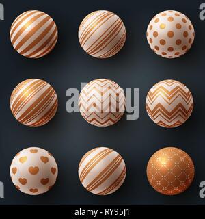 Set Textur Kugel - realistische Symbol. Stock Vektor