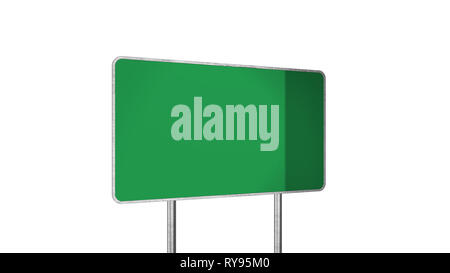 Schild in grüner Farbe isoliert auf weißem Hintergrund Stockfoto