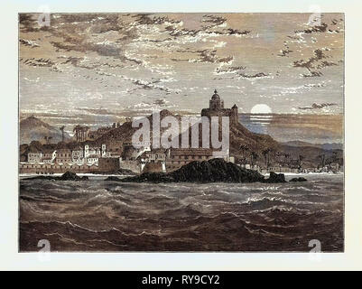 Blick auf Cape Coast Castle. Cape Coast Castle ist eine Festung in Ghana von schwedischen Händler für den Handel mit Holz und Gold. Später wurde das Bauwerk in der trans-atlantischen Sklavenhandel Stockfoto