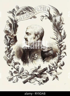 Marschall Pelissier, Aimable Jean Jacques Pelissier, 1. Duc De Malakoff, 1794 - 1864, war ein Marschall von Frankreich. Gravur 1855 Stockfoto