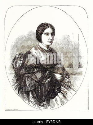 Madame Miolan-Carvalho, der Königlichen italienischen Opera, Covent Garden, London, UK. Marie Caroline Miolan-Carvalho, Dezember 31, 1827, Marseille - Juli 10, 1895, Chateau-Puys, war ein berühmter französischer Opern Sopran, besonders im Zusammenhang mit Licht Lyrik und Koloratur Rollen Stockfoto