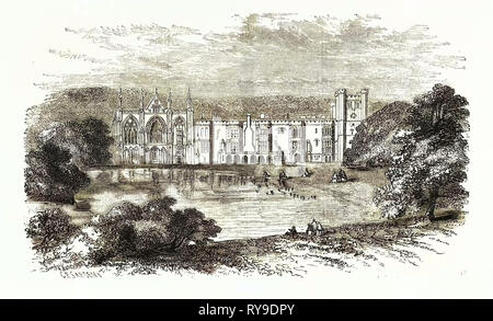 Newstead Abbey und das Gelände, in Nottinghamshire, England, ursprünglich ein Augustiner Klosters, ist jetzt Bekannt als Stammsitz von Lord Byron. Großbritannien, Großbritannien, England, Europa, Großbritannien, Großbritannien, europäischen Stockfoto