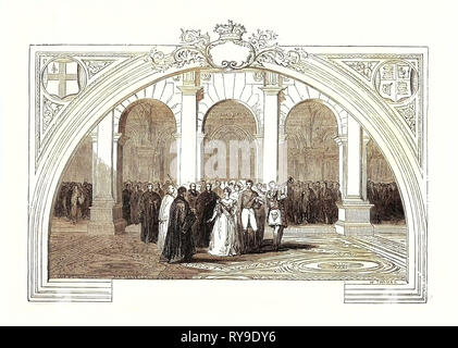 Eröffnung der Royal Exchange, 28. Oktober 1844. London, UK, Großbritannien, Großbritannien, Europa, Großbritannien, Großbritannien, europäischen Stockfoto