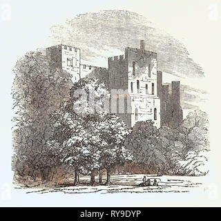 Ludlow Castle ist eine teilweise Ruiniert unbewohnten mittelalterlichen Gebäude in der Stadt mit dem gleichen Namen in der englischen Grafschaft Shropshire. Großbritannien, Großbritannien, England, Europa, Großbritannien, Großbritannien, europäischen Stockfoto