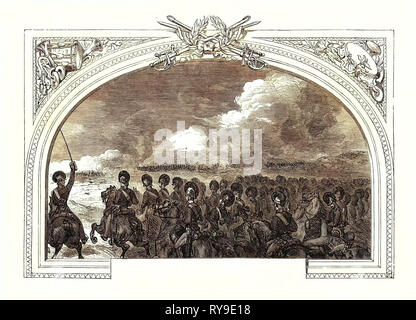Schlacht von Assaye, (Wellesley), September 23., 1803. Einer großen Schlacht des Zweiten Anglo-Maratha Krieg gekämpft zwischen der Maratha Konföderation und der British East India Company. Es trat am 23. September 1803 in der Nähe von Assaye in Westindien Stockfoto