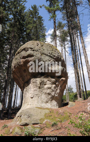 Felsen von Gnome auch Felsbrocken der Elfen Original in polnischer Sprache Głazy Krasnoludków - Natur bewahren Der bizarren Felsformationen im Polen Stockfoto