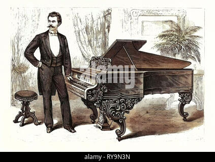 Constantin Sternberg, dem berühmten russischen Pianisten, jetzt in New York City. Usa, Gravur 1880 1881 Stockfoto