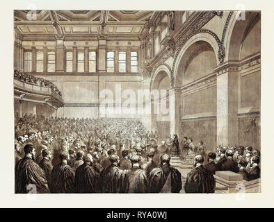 Das Theater der Neuen Universität London Gebäude, die Eröffnungszeremonie, 1870 Stockfoto