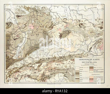Geologische Karte von Deutschland 1899 Stockfoto
