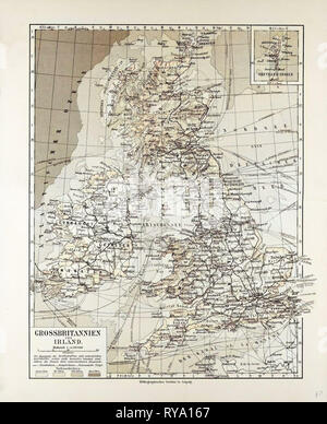 Karte von Großbritannien und Irland 1899 Stockfoto