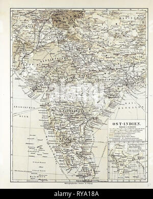 Karte von Indien, Pakistan und Tibet 1899 Stockfoto