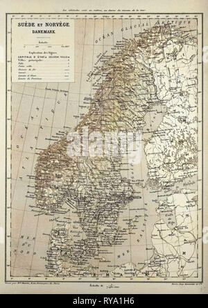 Karte von Schweden, Dänemark und Norwegen Stockfoto