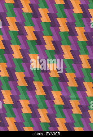 Abstrakte Kunst Chevron nahtlose Muster. Geometrische Hintergrund. Gestreifte distressed Hintergrund Textur. Stickerei. Farbe Flecken. Aquarell Stockfoto