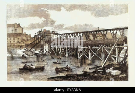 Blick auf die Ruinen von Lendal Brücke, York, unmittelbar nach seinem Sturz, UK, 1861 getroffen Stockfoto