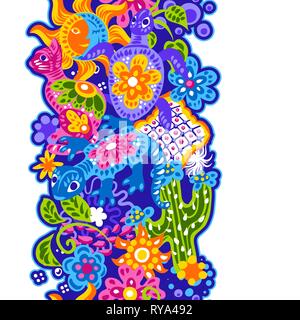 Mexikanische Muster mit niedlichen naive Kunst. Stock Vektor
