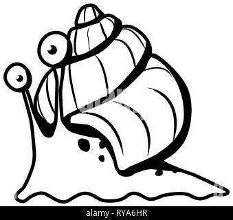 Schnecke Insekt lustig Cartoon Character line drawing, Vector, horizontal, über Weiß Stock Vektor