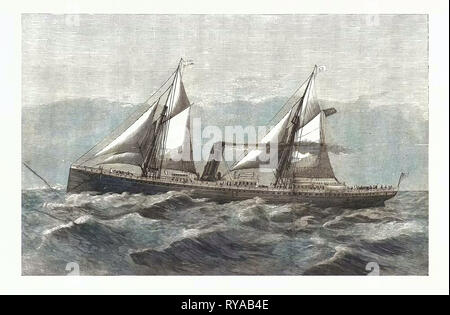 Neue Steam-Ship "Newport", Ward's Havanna. Aus dem Bild von Antonio Jacobson, Kupferstich 1880, US, USA Stockfoto