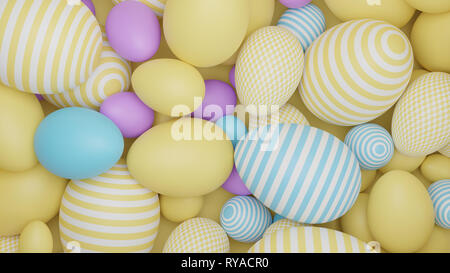 Easter Egg urlaub Hintergrund Haufen Eier auf einem gelben Oberfläche, ideal für Einladungen Hintergründe Präsentationen etc. Stockfoto