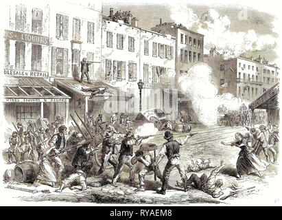 Die Unruhen in New York: Konflikt zwischen dem Militär und der Randalierer in First-Avenue, 15. August 1863 Stockfoto