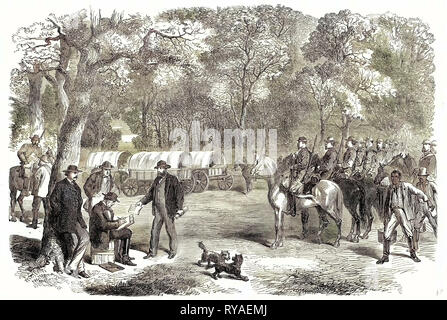 Ende des Amerikanischen Bürgerkriegs der letzten Tage der konföderierten Regierung Herr Jefferson Davis Unterzeichnung Handlungen der Regierung am Straßenrand vom 22. Juli 1865 Stockfoto