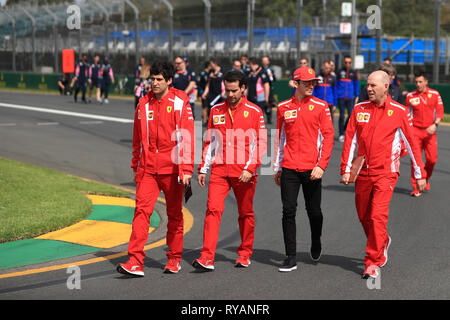 Melbourne, Australien. 13. März 2019, Melbourne Grand Prix Circuit, Melbourne, Australien; Formel 1 Saison startet in Melbourne; Scuderia Ferrari, Charles Leclerc während Spur spaziergang Credit: Aktion Plus Sport Bilder/Alamy leben Nachrichten Stockfoto