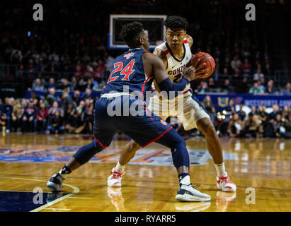 Mar 12 2019 Las Vegas, NV, USA Gonzaga, Rui Hachimura (21) an der Oberseite des Schlüssels während der NCAA West Coast Conference Männer Basketball Turnier Meisterschaft zwischen den Gonzaga Bulldogs und die Saint Mary's Gaels 47-60 in der Orleans Arena in Las Vegas, NV verloren. Thurman James/CSM Stockfoto