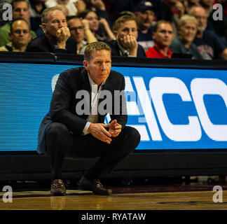 Mar 12 2019 Las Vegas, NV, USA Gonzaga Head Coach Mark Paar während der NCAA West Coast Conference Männer Basketball Turnier Meisterschaft zwischen den Gonzaga Bulldogs und die Saint Mary's Gaels 47-60 in der Orleans Arena in Las Vegas, NV verloren. Thurman James/CSM Stockfoto