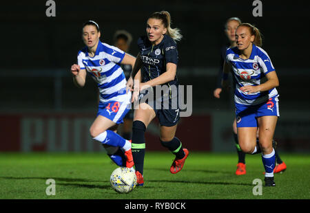 High Wycombe, Bucks, UK. 13 Mär, 2019. Melissa Lawley von Manchester City in Aktion während Super die Women's League Match zwischen Reading FC Frauen und Manchester City Frauen an Adams Park, High Wycombe, England am 13. März 2019. Redaktion verwenden Sie nur Credit: Paul Terry Foto/Alamy leben Nachrichten Stockfoto