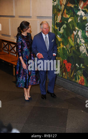 London, Großbritannien. 13 Mär, 2019. Ihre Majestät Königin Letizia von Spanien und Prinz Charles sind während der Eröffnung der Sorolla gesehen: Spanischer Meister des Lichts in der National Gallery in London. Credit: Terry Scott/SOPA Images/ZUMA Draht/Alamy leben Nachrichten Stockfoto