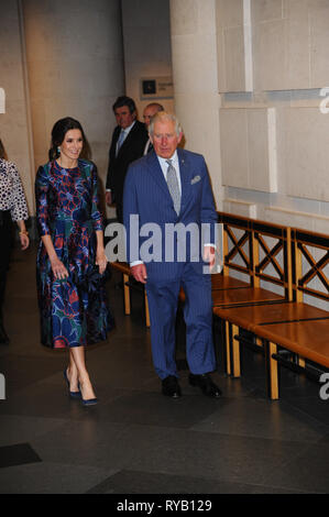 London, Großbritannien. 13 Mär, 2019. Ihre Majestät Königin Letizia von Spanien und Prinz Charles sind während der Eröffnung der Sorolla gesehen: Spanischer Meister des Lichts in der National Gallery in London. Credit: Terry Scott/SOPA Images/ZUMA Draht/Alamy leben Nachrichten Stockfoto