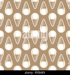 Eis choco Kegel beige Weiß nahtlose Muster Hintergrund. Vector Illustration Stock Vektor
