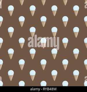 Eis choco Kegel beige Weiß nahtlose Muster Hintergrund. Vector Illustration Stock Vektor