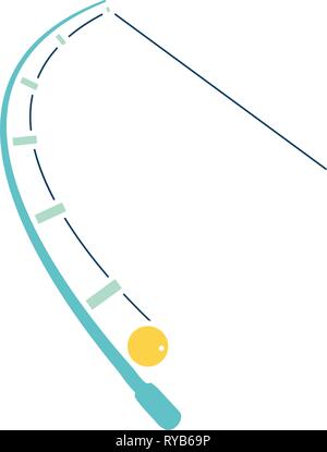 Symbol von gekrümmten Angelausrüstung. Flache Farbgestaltung. Vector Illustration. Stock Vektor