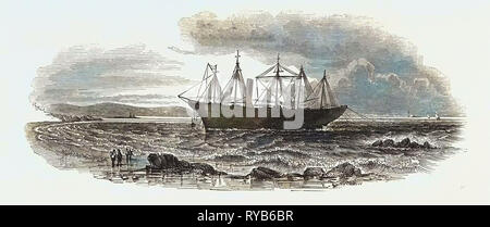 Die 'Großbritannien' Steamship bei pelagischen. St. John's Point Lighthouse in der Ferne, 1846 Stockfoto