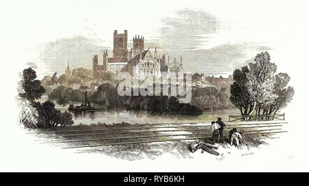 Die East Anglian Bahn: vom Bahnhof Ely, Großbritannien, 1847 Stockfoto