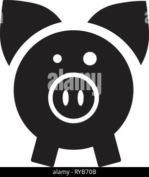 Schwein Symbol im flachen Stil. Vector Illustration auf weißem Hintergrund. Stock Vektor