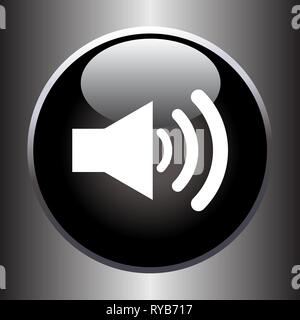 Die Lautstärke der Lautsprecher Symbol auf schwarzem Glas". Vector Illustration Stock Vektor