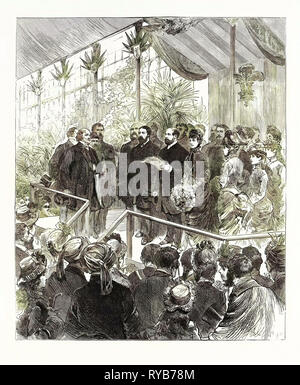 Eröffnung der Internationalen Erfindermesse in South Kensington, vom Prinzen von Wales, London, UK, 1885 Stockfoto