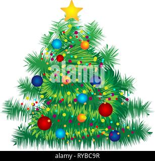 Weihnachtsbaum auf weißem Hintergrund Urlaub Vektor-illustration isoliert eingerichtet Stock Vektor