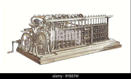 Die Difference Engine von Charles Babage, wird der erste Computer, 19. Jahrhundert Stockfoto