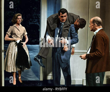 LAUREN BACALL, Rock Hudson, ROBERT STACK, Robert Keith, GESCHRIEBEN AUF DEN WIND, 1956 Stockfoto