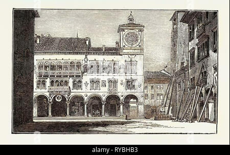 Das Erdbeben in Italien: Belluno, das Rathaus, den Bischofspalast, 1890 Gravur Stockfoto