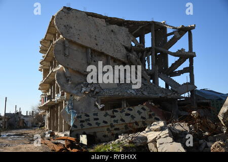 Zerstörte Gebäude in Kobanî Stockfoto