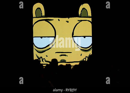 Große gelbe Bildprojektion Stockfoto