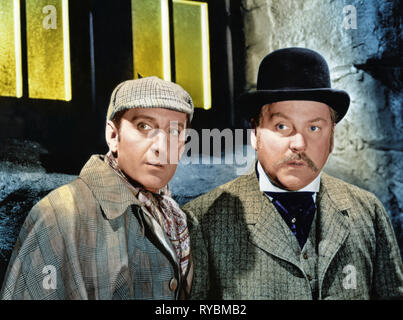 BASIL RATHBONE, Nigel Bruce, DIE ABENTEUER DES SHERLOCK HOLMES, 1939 Stockfoto